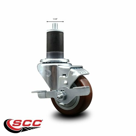Service Caster 3'' Maroon Poly Swivel 1-5/8'' Expanding Stem Caster with Brake SCC-EX20S314-PPUB-MRN-TLB-158